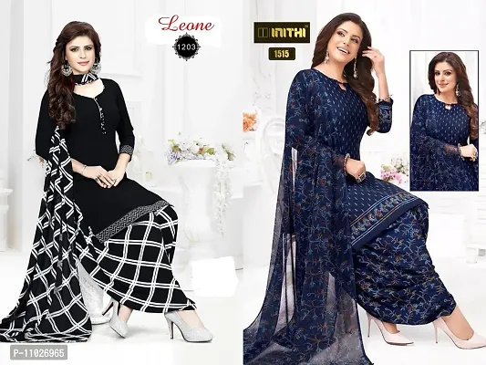 Beautiful American Crepe Printed Dress Material with Dupatta Pack Of 2