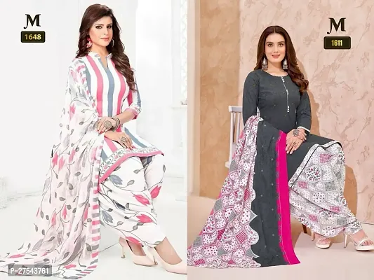 Beautiful Crepe Printed Dress Material with Dupatta Pack Of 2