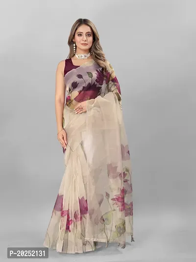 Digital Print Bollywood Organza Saree For Women-thumb0