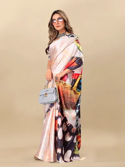 Attractive Crepe Saree with Blouse piece 