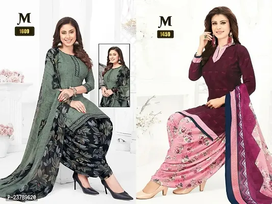 Beautiful Crepe Printed Dress Material with Dupatta Pack Of 2