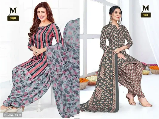 Beautiful Crepe Printed Dress Material with Dupatta Pack Of 2