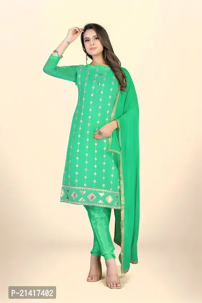 Chanderi Cotton Dress Material For Women With Embroidered Work And Inner