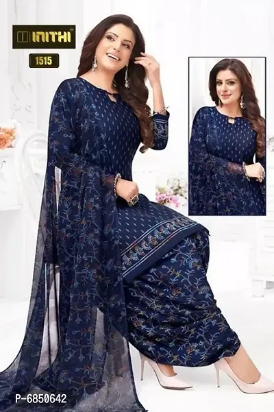 Beautiful American Crepe Printed Dress Material with Dupatta