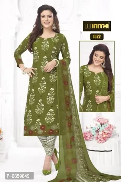 Beautiful American Crepe Printed Dress Material with Dupatta-thumb0