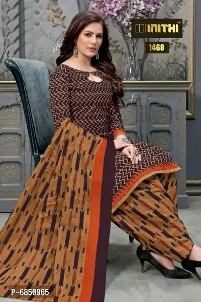 Beautiful American Crepe Printed Dress Material with Dupatta-thumb0