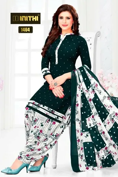 Synthetic Printed Dress Material With Dupatta