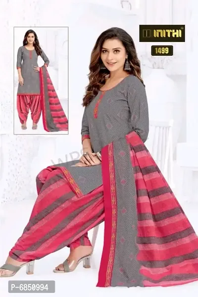 Beautiful American Crepe Printed Dress Material with Dupatta