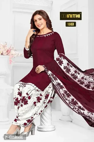 Beautiful American Crepe Printed Dress Material with Dupatta-thumb0