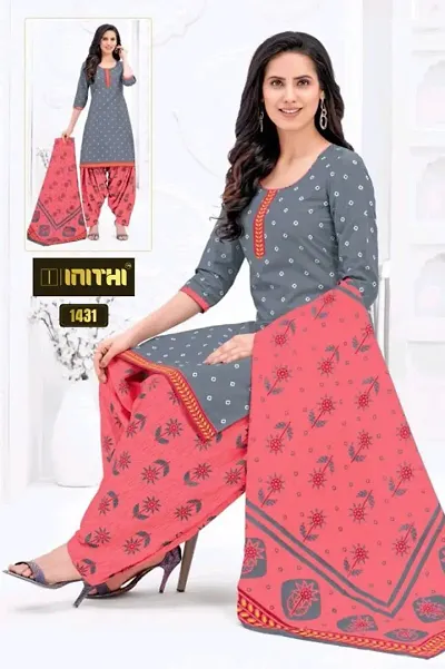 Stylish Crepe Checked Dress Material with Dupatta