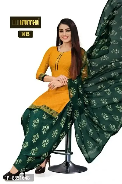 Casual Wear Solid Leon Crepe Patiala Dress Material-thumb0