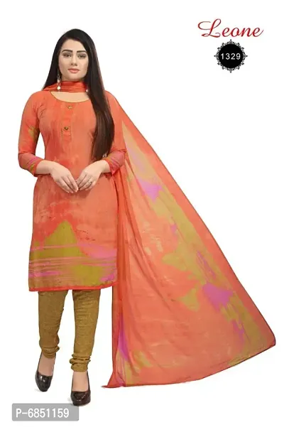 Womens  Traditional American Crepe Printed Unstitched Salwar Suit with Dupatta Set-thumb0