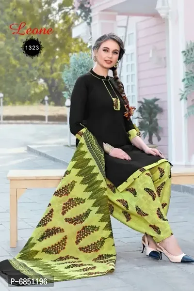 Womens  Traditional American Crepe Printed Unstitched Salwar Suit with Dupatta Set