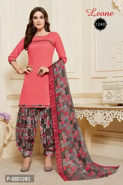Womens  Traditional American Crepe Printed Unstitched Salwar Suit with Dupatta Set