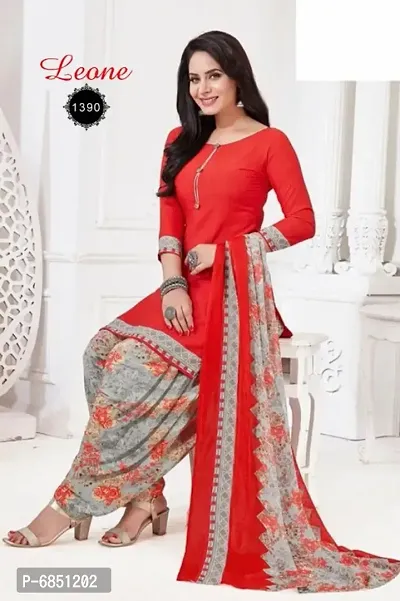 Womens  Traditional American Crepe Printed Unstitched Salwar Suit with Dupatta Set