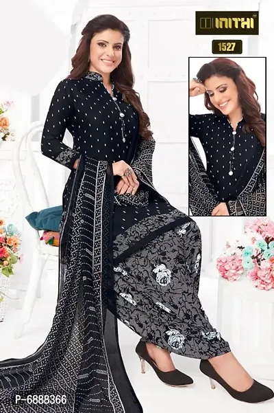 Beautiful American Crepe Printed Dress Material with Dupatta-thumb0