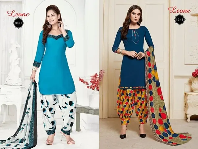 Beautiful American Crepe Dress Material with Dupatta Pack of 2