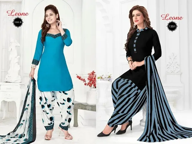 Beautiful American Crepe Dress Material with Dupatta Pack of 2