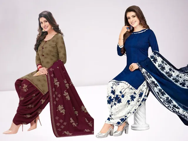 Beautiful American Crepe Dress Material with Dupatta Pack of 2