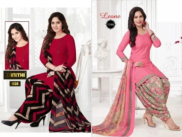 Beautiful American Crepe Dress Material with Dupatta Pack of 2