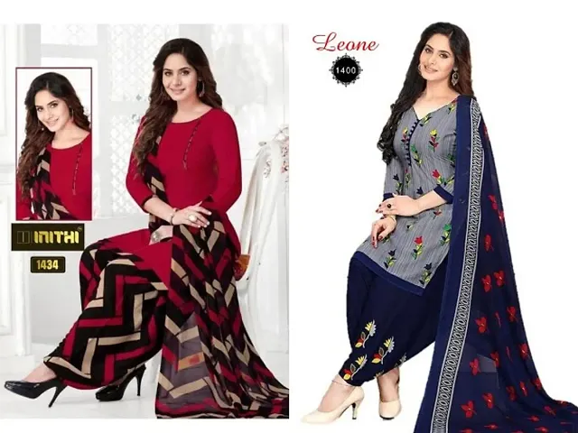 Beautiful American Crepe Dress Material with Dupatta Pack of 2