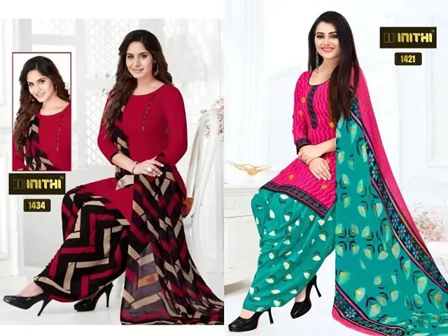 Beautiful American Crepe Dress Material with Dupatta Pack of 2