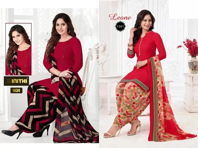 Beautiful American Crepe Dress Material with Dupatta Pack of 2