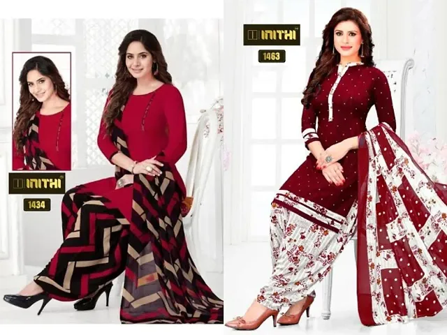 Beautiful American Crepe Dress Material with Dupatta Pack of 2