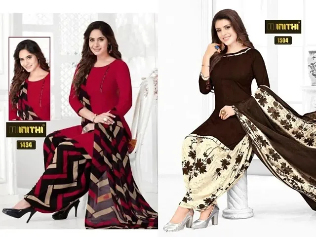 Beautiful American Crepe Dress Material with Dupatta Pack of 2