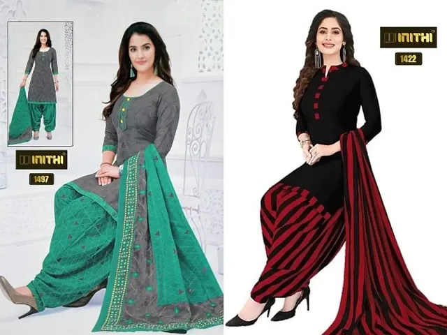 Beautiful American Crepe Dress Material with Dupatta Pack of 2