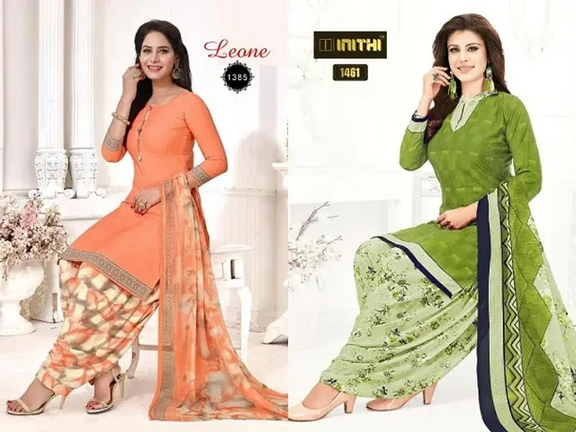 Beautiful American Crepe Dress Material with Dupatta Pack of 2