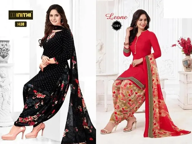 Beautiful American Crepe Dress Material with Dupatta Pack of 2