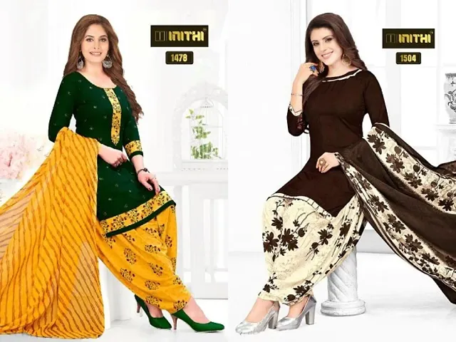 Beautiful American Crepe Dress Material with Dupatta Pack of 2