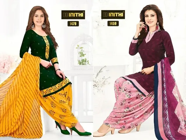 Beautiful American Crepe Dress Material with Dupatta Pack of 2