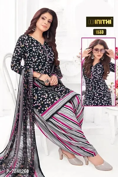 Beautiful American Crepe Printed Dress Material with Dupatta-thumb0