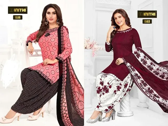 Beautiful American Crepe Dress Material with Dupatta Pack of 2