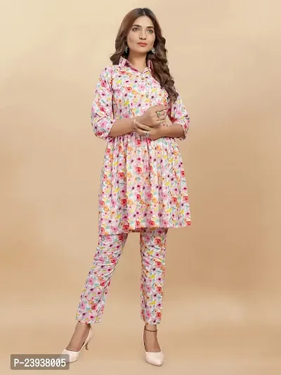 Elegant Viscose Rayon Printed Kurta with Pant Set For Women-thumb5