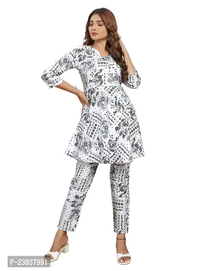 Elegant Viscose Rayon Printed Kurta with Pant Set For Women-thumb5