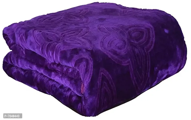 Relaxfeel Floral Embossed Double Bed Mink Blanket ( Purpel )-thumb0