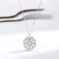 Two In One Imported Silver Plated Heart Style Pendent Chain Cubic Zirconia Stainless Steel Pendant-thumb2