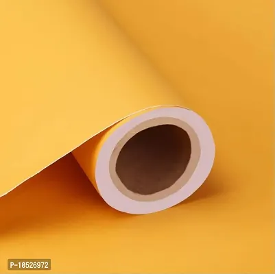 Fusion Graphix Matt Yellow Vinyl Contact Paper Decorative Self Adhesive Shelf Liner Waterproof Removable Peel and Stick Wallpaper for Bedroom Living Room Wall D?cor 24X200 INCH-thumb0