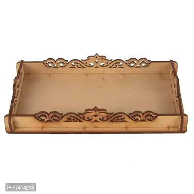 GLOBAL MALL Pine Wood Serving Tray Multipurpose Decorative Tray for Serving Breakfast, Tea, Table Decor| Natural Color by GLOBAL MALL ( Tray 499 )