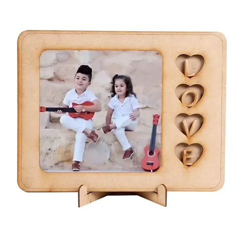 GLOBAL MALL Wooden Stylish Photo Table Top Frame with 1 Photo Personalized Best Gift for Love, Valentine Day, Anniversary. (By GLOBAL MALL Frame 381 )