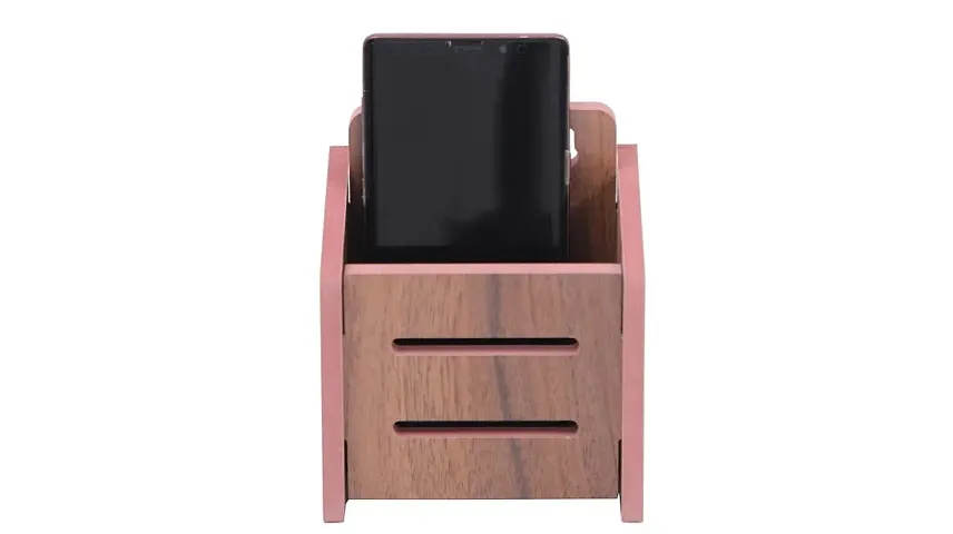 GLOBAL MALL Handmade Wooden Wall Mounted Mobile Stand, Holder for Mobile Phone with Charging Slot by GLOBAL MALL ( MS 36 )