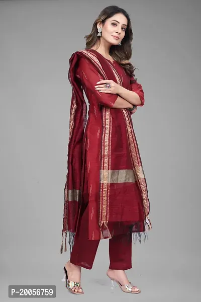 Stylish Fancy Designer Cotton Silk Kurta With Bottom Wear And Dupatta Set For Women-thumb2