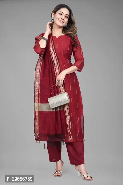 Stylish Fancy Designer Cotton Silk Kurta With Bottom Wear And Dupatta Set For Women-thumb0