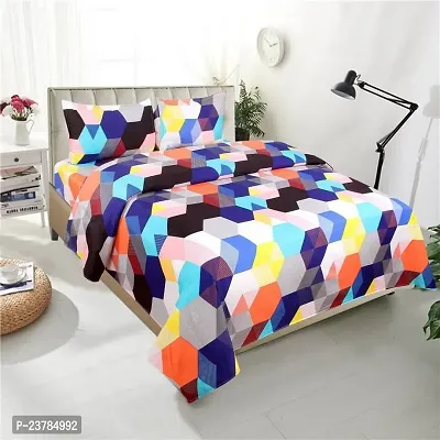 Fancy Polycotton Printed Bedsheet with 2 Pillow Covers-thumb0