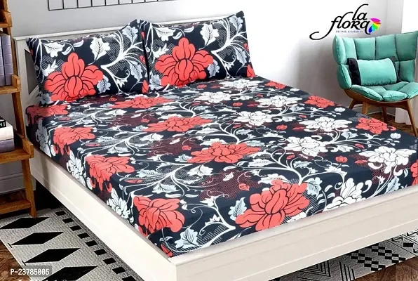 Fancy Polycotton Printed Bedsheet with 2 Pillow Covers-thumb0