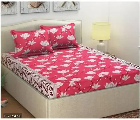 Fancy Polycotton Printed Bedsheet with 2 Pillow Covers-thumb0