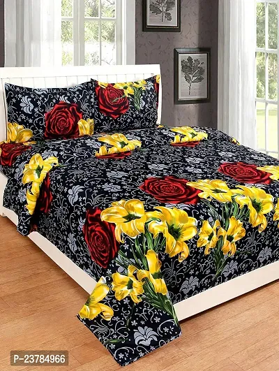 Fancy Polycotton Printed Bedsheet with 2 Pillow Covers-thumb0